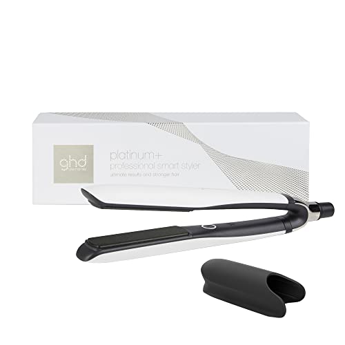 ghd Platinum+ Styler - 1" Flat Iron Hair Straightener, Professional Ceramic Hair Styling Tool for Stronger Hair, More Shine, & More Color Protection - White