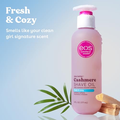 eos Cashmere Shave Oil – Fresh & Cozy, Moisturizing Shave Oil with Shea Butter & Glycerin, Helps Prevents Irritation & Razor Burn, Vegan, 6 fl oz