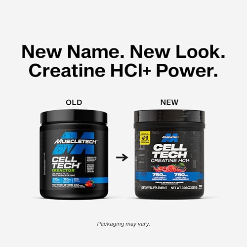 MuscleTech Cell-Tech Creactor - Creatine HCl Formula - Muscle Builder for Men & Women - Creatine HCl + Free-Acid Creatine Supplements - Fruit Punch Extreme, 120 Servings