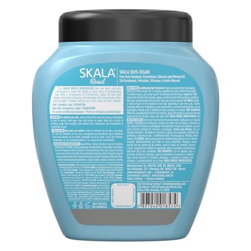 SKALA Expert Mais Cachos 2 in 1 Treatment Cream & Leave In Conditioner for Curly Hair, Vegan Hair Mask, Shea Butter & Castor Oil, Deep Hydration Mask, Softening & Smoothing, Anti Frizz Formula, 1000g