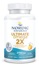 Nordic Naturals Ultimate Omega 2X, Lemon Flavor - 60 Soft Gels - 2150 mg Omega-3 - High-Potency Fish Oil with EPA & DHA - Promotes Brain & Heart Health - Non-GMO - 30 Servings