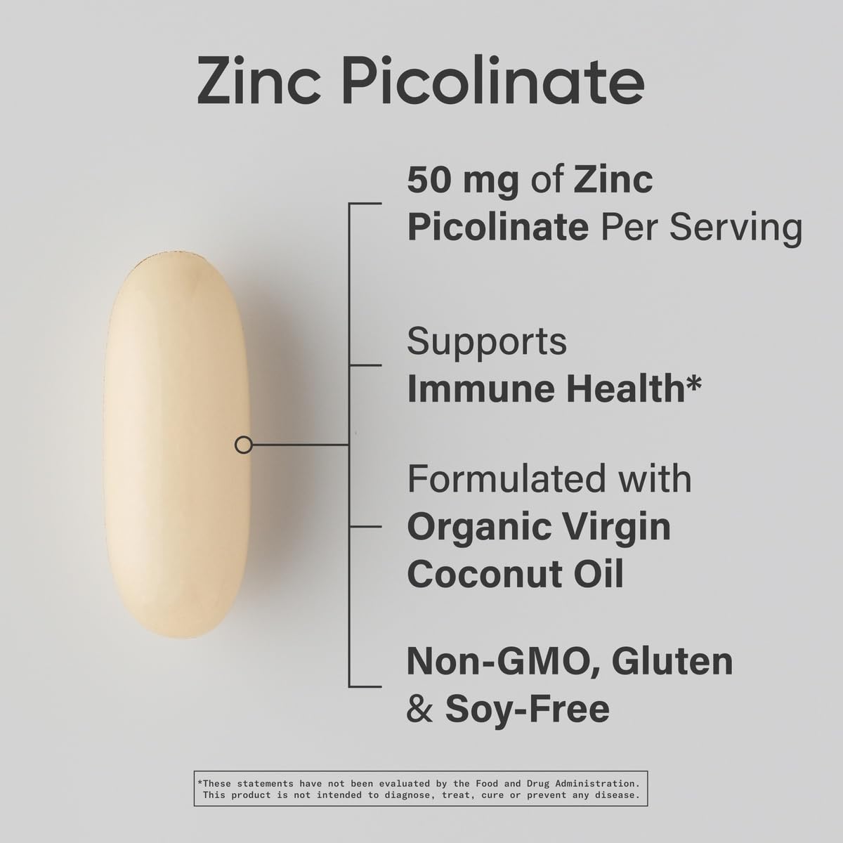 Sports Research High Potency Zinc Picolinate 50mg with Organic Coconut Oil | Highly Absorbable Zinc Supplement for Healthy Immune & Enzyme Function - Non-GMO Tested & Gluten-Free (120 Liquid Softgels)