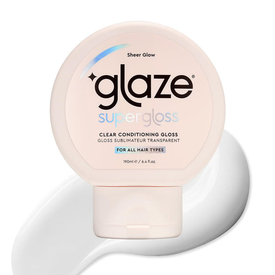 glaze Supergloss Sheer Glow Clear Conditioning Gloss - NEW Squeeze Bottle – Transparent Hair Gloss For All Hair Types & Colors – Enhanced Formula to Boost Color, Shine & Hydration - 6.4 Fl Oz