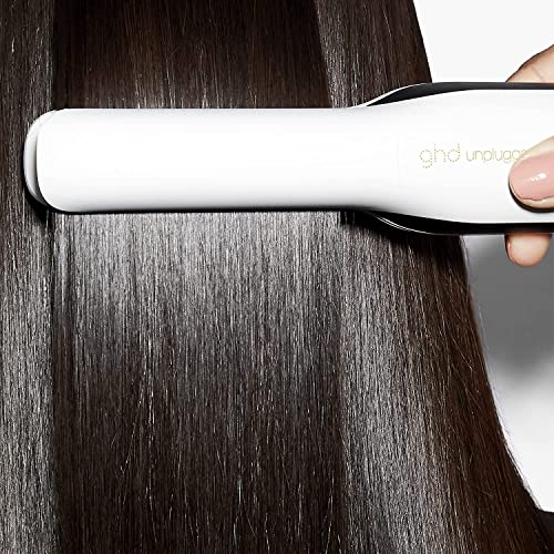 ghd Unplugged Styler - 1" Cordless Flat Iron Hair Straightener, Professional Travel Straightening Iron with Heat-Resistant Case, USB-C Charging for 20-Minutes of Use - White