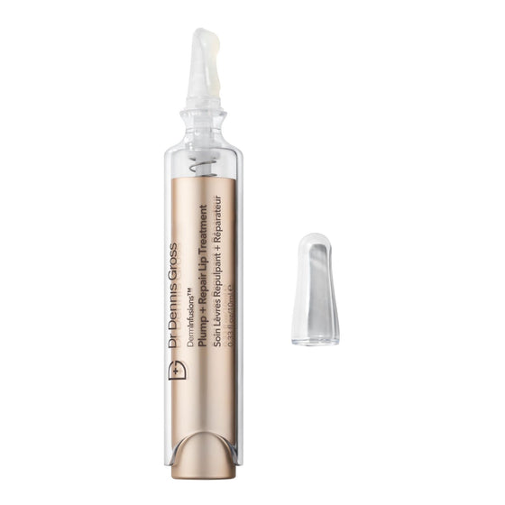 Dr Dennis Gross DermInfusions Plump + Repair Tinted Lip Treatment, Clear - Visibly Plumps & Defines Lips with Hyaluronic Acid & Peptides - Repairs Moisture Barrier - 10 mL