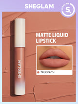 SHEGLAM Matte Allure Liquid Lipstick Long Lasting High Pigment Lipstick Nourishing Sunflower Oil Reduce Lip Care-True Faith