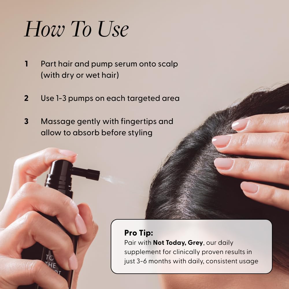 Arey To The Root Hair Serum for Women & Men | Slows Grey Hair Growth & Preserves Pigment in 3–6 Months | Anti Grey Scalp Serum for Healthier, Fuller-Looking Hair | Vegan & Oil-Free Formula (1 Month)