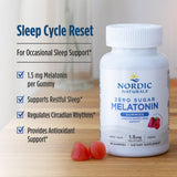 Nordic Naturals Zero Sugar Melatonin Gummies, Raspberry - 60 Gummies - 1.5 mg Melatonin - Great Taste - Restful Sleep, Antioxidant Support - Non-GMO, Vegan - 60 Servings