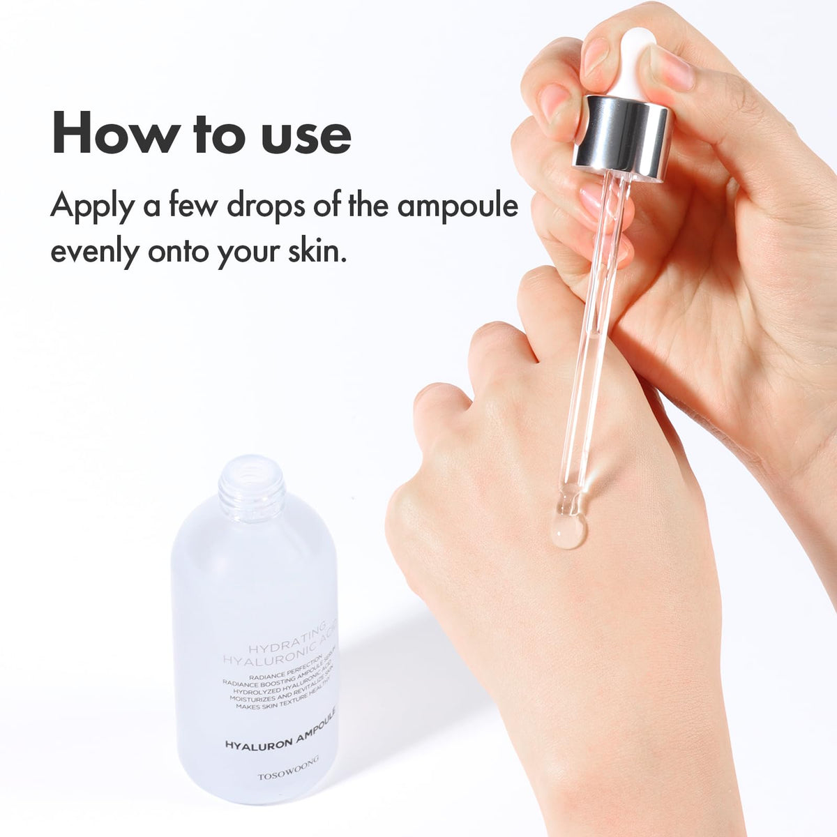 TOSOWOONG Hyaluronic Acid Ampoule, Hydrating Glow and Skin Barrier Protection, Anti-Aging Face Serum for Dry Skin, Korean Skincare Beauty Products, 100ml, 3.38 fl. oz.