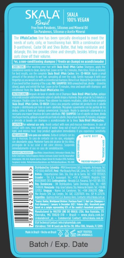 SKALA Expert Mais Cachos Shampoo and Conditioner 325 Ml Kit