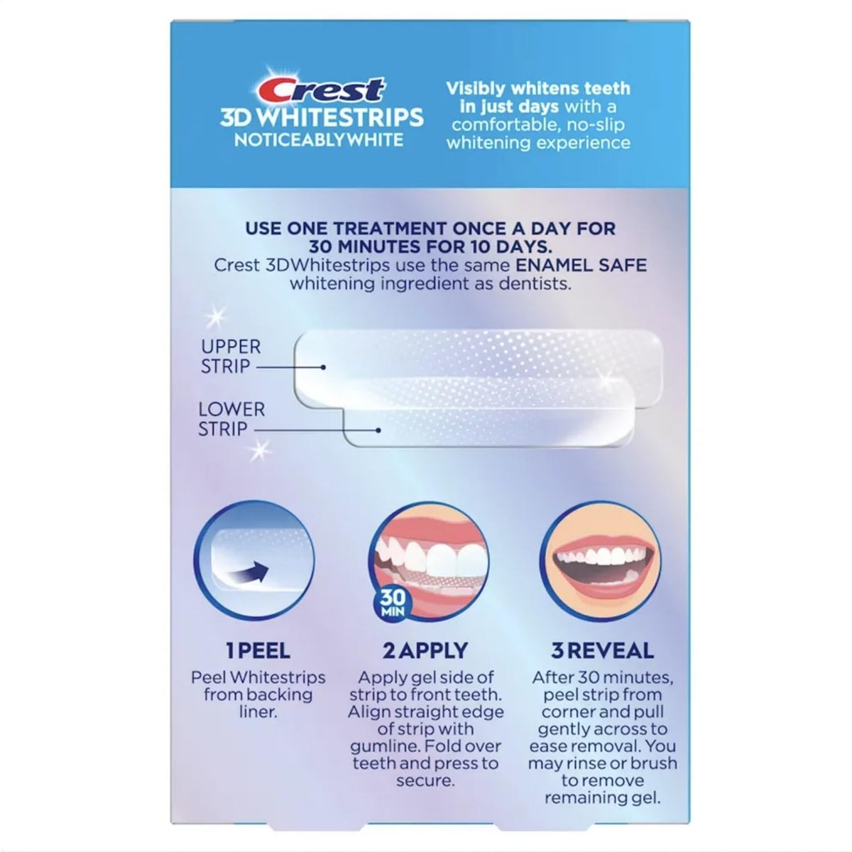 Crest 3D Whitestrips, Noticeably White, Teeth Whitening Strip Kit, 20 Strips (10 Count Pack)