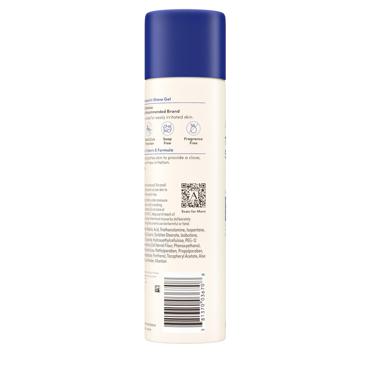 Aveeno Therapeutic Shave Gel with Oat and Vitamin E to Help Prevent Nicks and Cuts, Soothes Dry Skin and Provides a Close, Smooth Shave with Less Irritation, Fragrance-Free, 7 oz