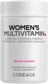 Codeage Women’s Multivitamin - Vitamins A, C, D3, E, B6, B12, Folate, Calcium, Magnesium, Iron, Dong Quai, Probiotics - 1 Capsule Per Serving - Daily Vitamin Pills for Women - Non-GMO - 30 Capsules