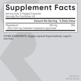 Sports Research® Magnesium Glycinate - Supports Restful Sleep & Enzymatic Processes - 160 mg Chelated Magnesium - Vegan Capsule - 90 Count