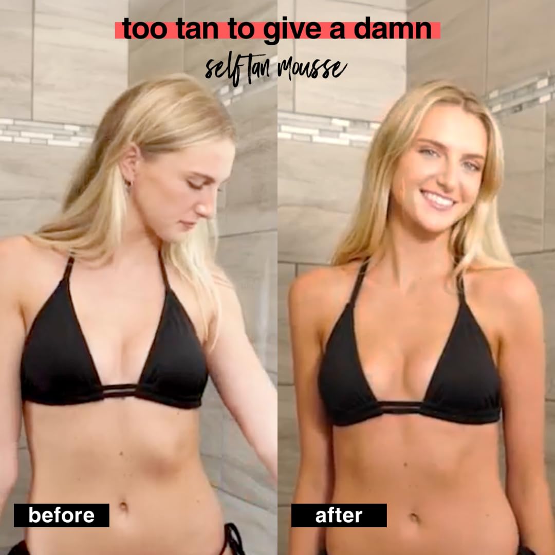b.tan Ultra Dark Self Tanner Mousse | Too Tan - Best, 1 Hour Express Sunless Tanning Foam, Gold Bronzing Glow, No Fake Tan Smell, Face & Body, Vegan, Cruelty & Paraben Free, 6.7 Fl Oz