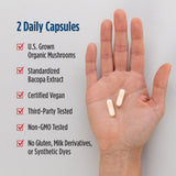 Nordic Naturals Cognition Mushroom Complex, Unflavored - 60 Capsules - Brain, Memory & Mood Support - Blend of Lion’s Mane Mushroom & Bacopa Extract - Non-GMO - Certified Vegan - 30 Servings