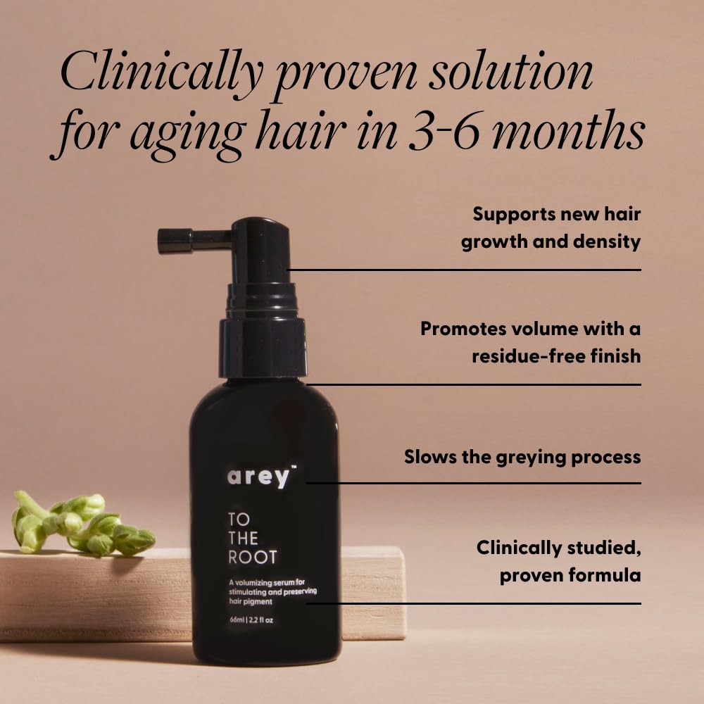 Arey To The Root Hair Serum for Women & Men | Slows Grey Hair Growth & Preserves Pigment in 3–6 Months | Anti Grey Scalp Serum for Healthier, Fuller-Looking Hair | Vegan & Oil-Free Formula (1 Month)