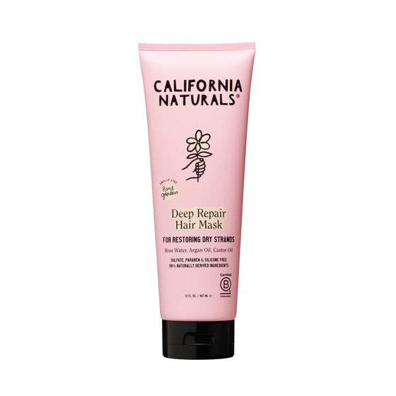California Naturals Deep Repair Hair Mask, Paraben and Sulfate Free, Deep Conditioner for Dry, Damaged Hair, Vegan, Hydrating and Conditioning, For Curly, Frizzy, All Hair Types, 12 fl oz
