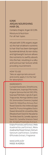 IUNIK Argan 3.9% Hair Oil Serum Nourishing for Dry and Damaged Hair - Anti Frizz Lightweight Hair Treatment Deep Conditioner Mask, Paraben and Sulfate Free, Aceite de Argan Cabello 3.38 Fl Oz Korean