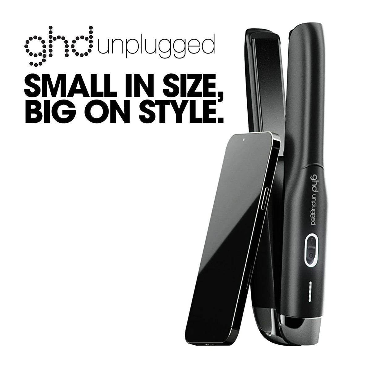 ghd Unplugged Styler - 1" Cordless Flat Iron Hair Straightener, Professional Travel Straightening Iron with Heat-Resistant Case, USB-C Charging for 20-Minutes of Use - Black