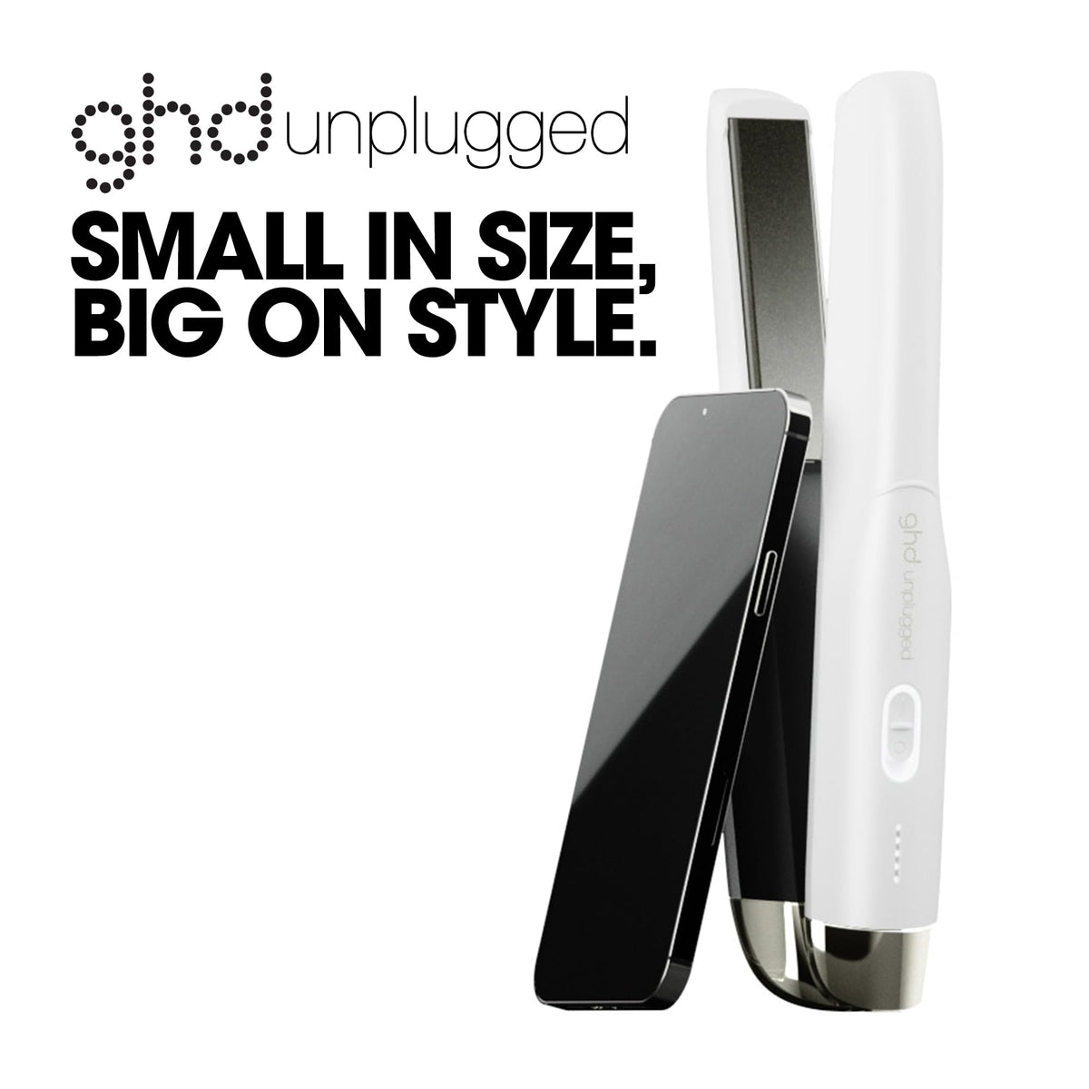 ghd Unplugged Styler - 1" Cordless Flat Iron Hair Straightener, Professional Travel Straightening Iron with Heat-Resistant Case, USB-C Charging for 20-Minutes of Use - White