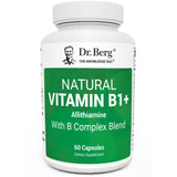 Dr. Berg Natural Vitamin B1 B6 B12 Complex - Allithiamine Vitamin B1 Supplement with 8 Essential Vitamin B Complex for Men & Women Including Thiamin, Niacin, Folate, Magnesium & More - 60 Capsules
