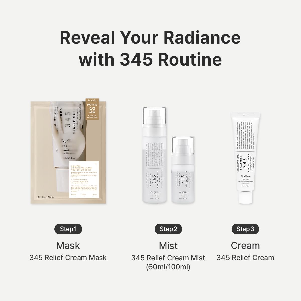 Dr.Althea 345 Relief Cream | Daily Face Moisturizer for Soothing Recovery and Blemish Care with PDRN & Niacinamide | Korean Vegan Skincare for All Skin Types, 1.69 Fl Oz (Ver.2 - Pack of 1)