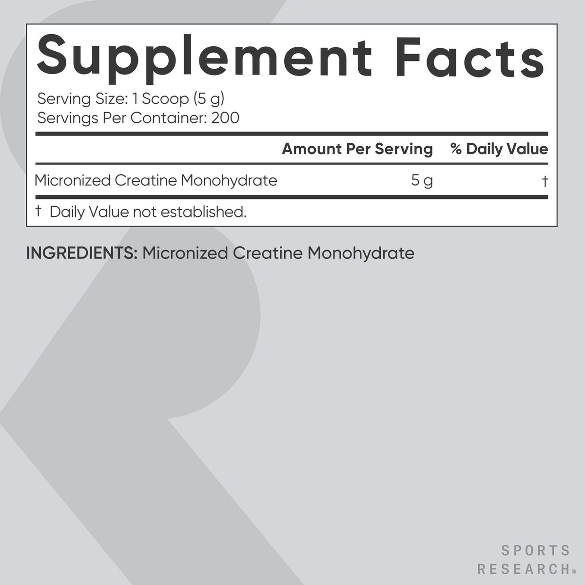 Sports Research Creatine Monohydrate - Gain Lean Muscle, Improve Performance and Strength and Support Workout Recovery - 5 g Micronized Creatine - 35.27 oz