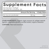 Sports Research High Potency Zinc Picolinate 50mg with Organic Coconut Oil | Highly Absorbable Zinc Supplement for Healthy Immune & Enzyme Function - Non-GMO Tested & Gluten-Free (120 Liquid Softgels)