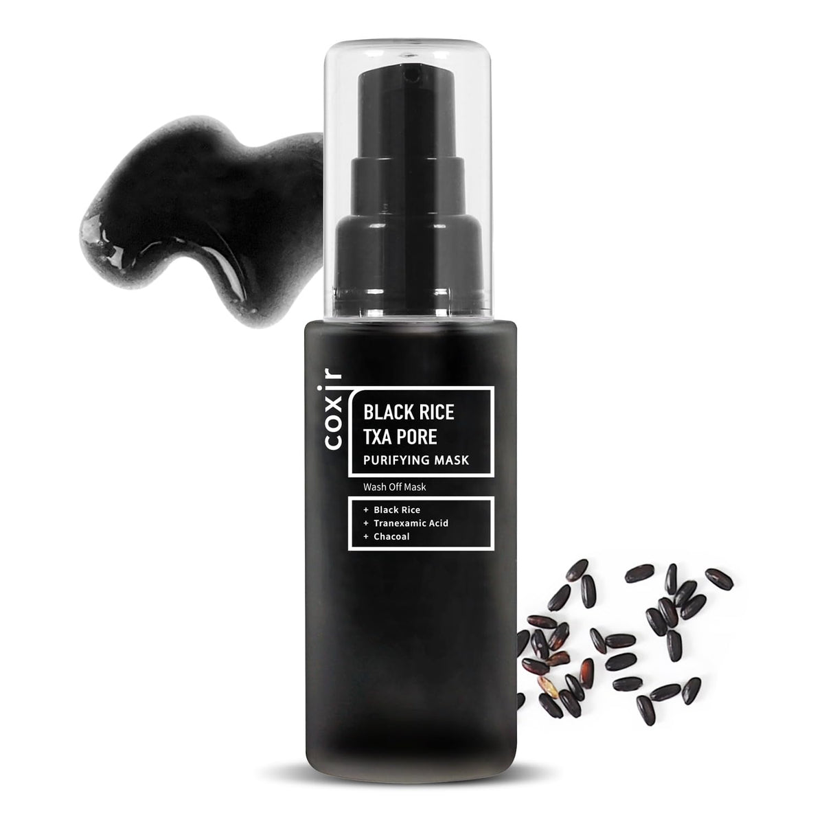 Coxir TXA Black Rice Pore Mask – Korean 3-in-1 Wash-Off Mask Serum| Pore Purifying, Blackhead Care, Hydrating, Skin Toning Treatment with TXA & Black Rice |Vegan K-beuaty Face Mask [50ml/1.69 fl.oz]