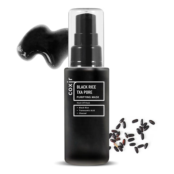 Coxir TXA Black Rice Pore Mask – Korean 3-in-1 Wash-Off Mask Serum| Pore Purifying, Blackhead Care, Hydrating, Skin Toning Treatment with TXA & Black Rice |Vegan K-beuaty Face Mask [50ml/1.69 fl.oz]
