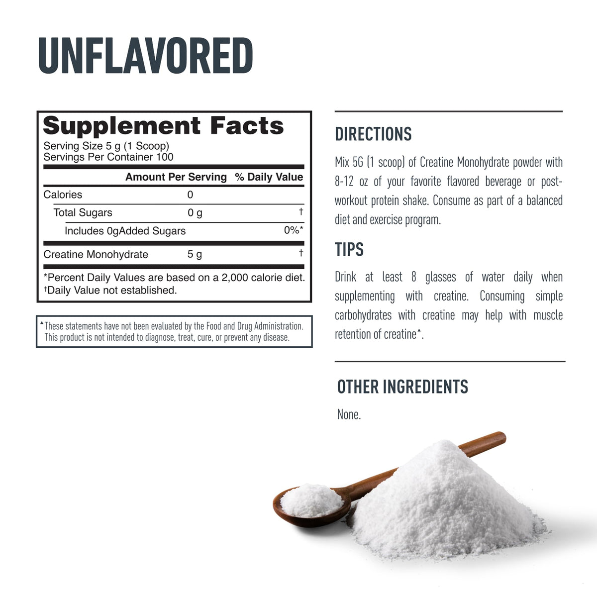 Isopure 100% Pure Creatine Monohydrate Powder, Sugar Free, Unflavored, 5g Creatine Monohydrate Per Serving, 1.1 Lbs, 100 Servings (Packaging May Vary)