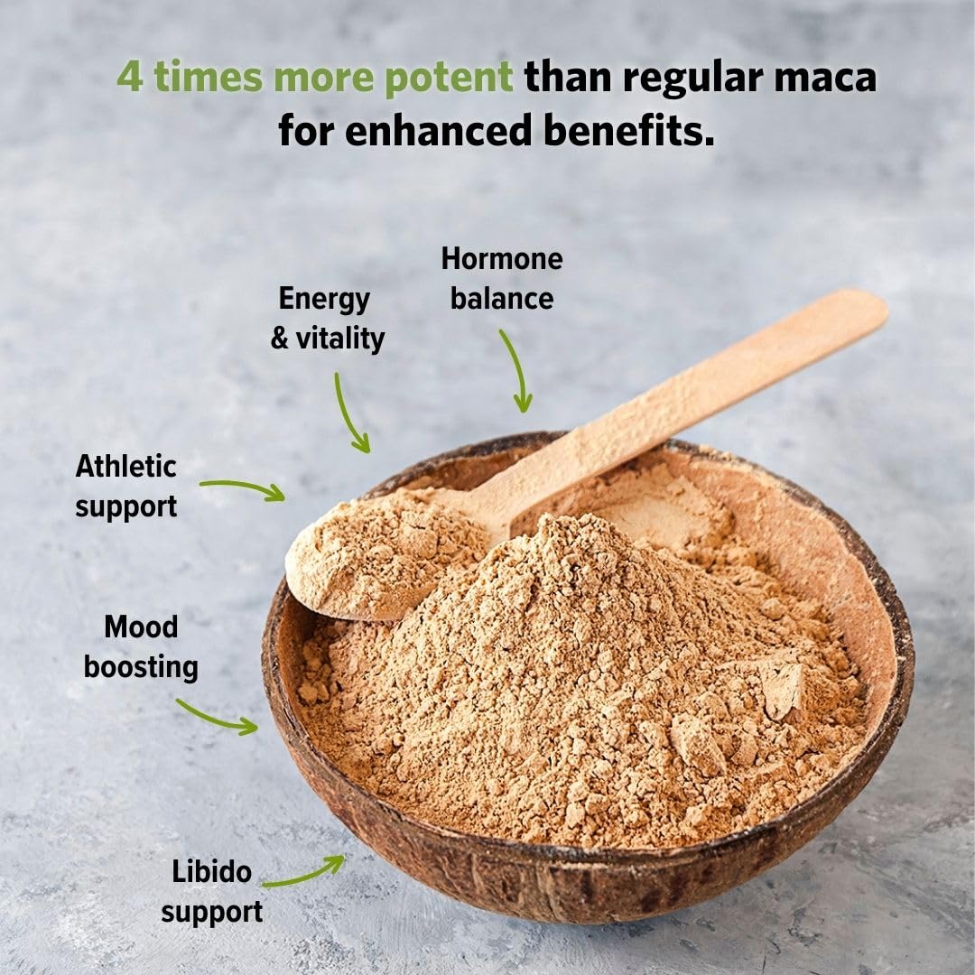 Sunfood Organic Maca Extreme - Maca Root Powder, Maca Powder Organic, Maca Supplement for Men & Women with Adaptogens, Peruvian, Raw, Vegan, Premium Maca Powder - 8 Oz Bag