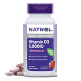 Natrol Fast Dissolve Vitamin D3 5,000 IU, Dietary Supplement for Bone and Joint Health, Bone Support Supplement, 90 Tablets, 90 Day Supply