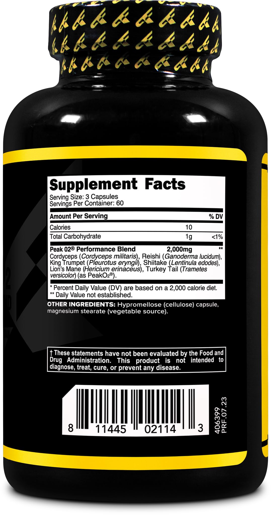 Primaforce Peak O2 Performance Mushroom Powered Oxygen Absorption Booster (180 Capsules) (2,000 mg Per Serving, 60 Servings) - Athletic Performance Supplement, Ultimate Mushroom Blend