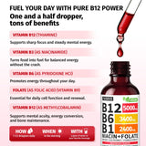 (2 Pack) Vitamin B12 and B6 Liquid Drops, B12 Sublingual Vitamin B Complex - B 12 Vitamin 5000mcg - B12 Methylcobalamin for Energy, Brain, and Heart Support with 27,200 mcg, Raspberry, 80 Servings