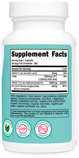 Nutricost Iron for Women 65mg, 180 Capsules, with Vitamin C, Folate, & Vitamin B12 - Vegetarian Friendly, Non-GMO, Gluten Free