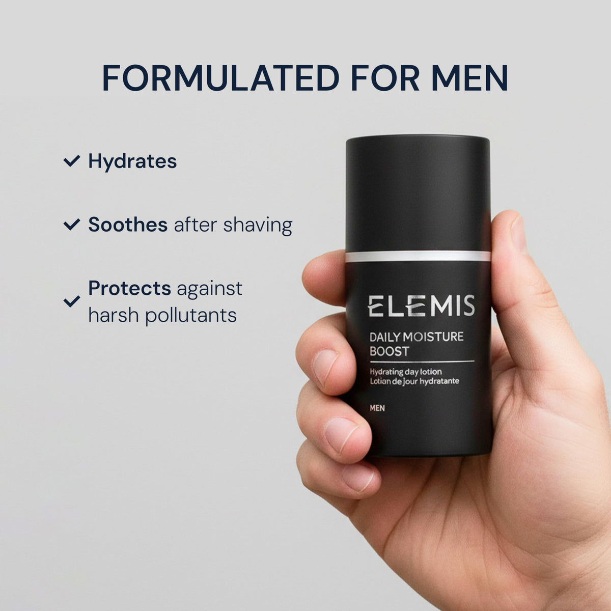 ELEMIS Daily Moisture Boost for Men | Lightweight Post-Shave Day Lotion Hydrates, Soothes, Nourishes, and Calms for Refreshed, Recharged Skin | 50 mL