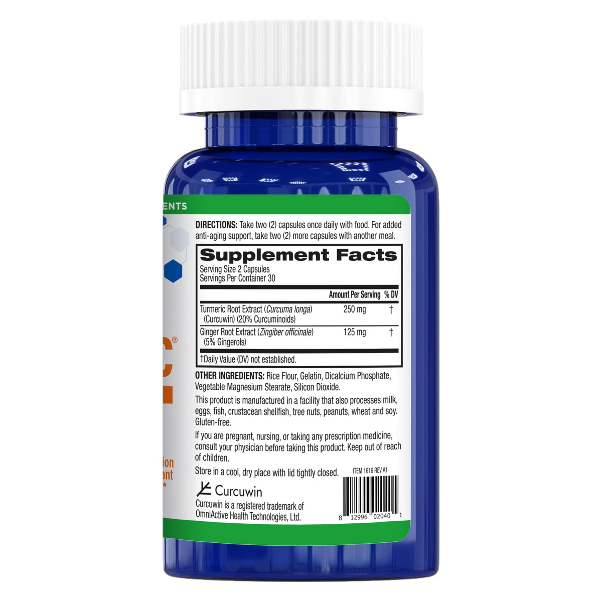 BioTrust Ageless Turmeric Supplement - CurcuWIN Turmeric Curcumin with Ginger Extract - 46x More Bioavailable, High Absorption, Long Lasting - Antioxidant Support (60 Capsules)