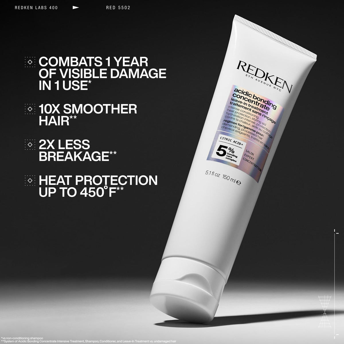 Redken Acidic Bonding Concentrate Leave In Conditioner - Hair Repair Treatment For Damaged Hair, Bond Building & Strengthening, Heat Protection