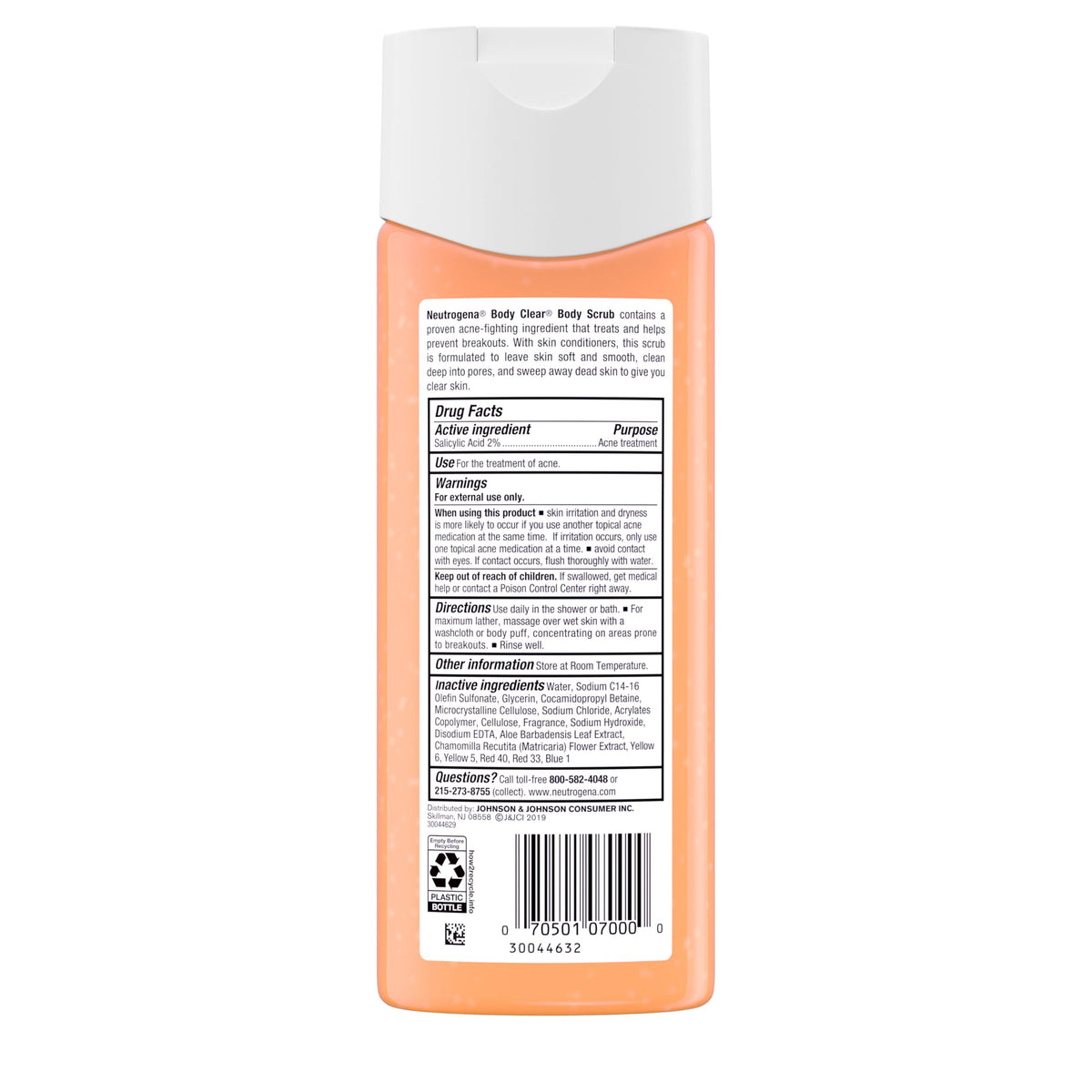 Neutrogena Body Clear Acne Body Wash and Exfoliating Body Scrub, 2% Salicylic Acid Cleanser, Chest, Shoulder & Back Acne Treatment, Non-Comedogenic, Oil-Free Shower Gel, 8.5 fl oz