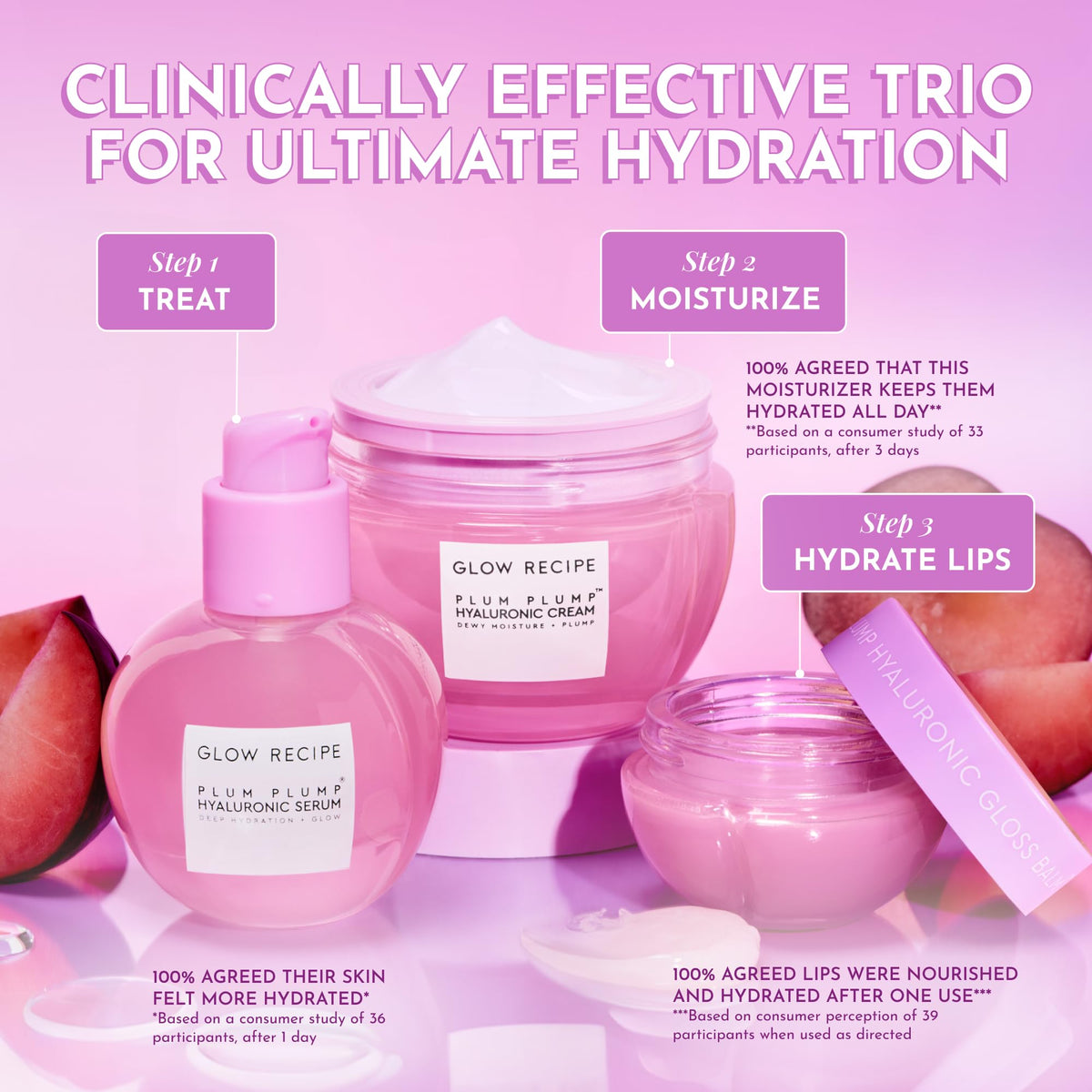 Glow Recipe Plum Plump Hyaluronic Acid Face Cream Moisturizer, Korean Moisturizer for Dry Skin, Plumping + Firming Hydration, Polyglutamic Acid + Peptides, Refillable (50ml)