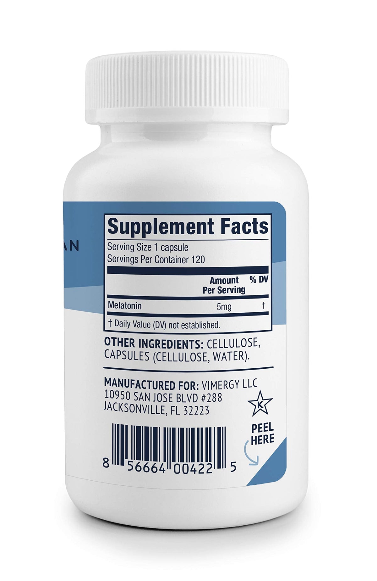 Vimergy Melatonin – Natural Sleep Aid – Sleep Supplement – Helps You Fall Asleep Faster & Stay Asleep Longer - Non-GMO, Gluten-Free, Kosher, Soy-Free, Vegan, Paleo (120 Counts)