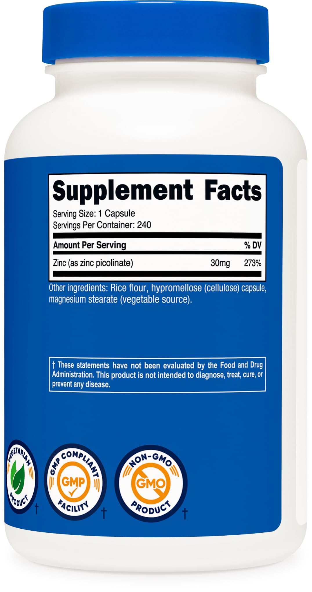 Nutricost Zinc Picolinate 30mg, 240 Capsules - Gluten Free and Non-GMO