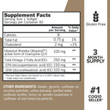 Qunol Plus Ubiquinol CoQ10 100mg with Omega 3 Fish Oil 250mg, Extra Strength Antioxidant Supplement, 90 Count