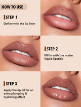 SHEGLAM Soft 90'S Glam 3-In-1 Lip Liner Moisturizing Plant Extracts Long Lasting Liquid Lipstick Plumping Lip Gloss Makeup Set - Pouty Nude