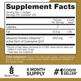 Qunol Ubiquinol CoQ10 200mg Softgels, Powerful Antioxidant for Heart and Vascular Health, Essential for Energy Production, Natural Supplement Active Form of CoQ10, 120ct Softgels