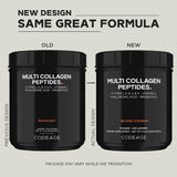 Codeage Multi Collagen Peptides + Probiotics Black Edition, Vitamin C, Hyaluronic Acid Powder Supplement, Grass-Fed, Pasture-Raised, Hydrolyzed, Zero Carbs, Type I, II, III, V & X, Unflavored, 21oz