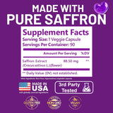 Kwala Nutrition Saffron Supplements for Mood & Focus | 88.5mg Pure Saffron Extract | 3rd Party Tested | Made in USA | 3 Month Supply | 90 Capsules