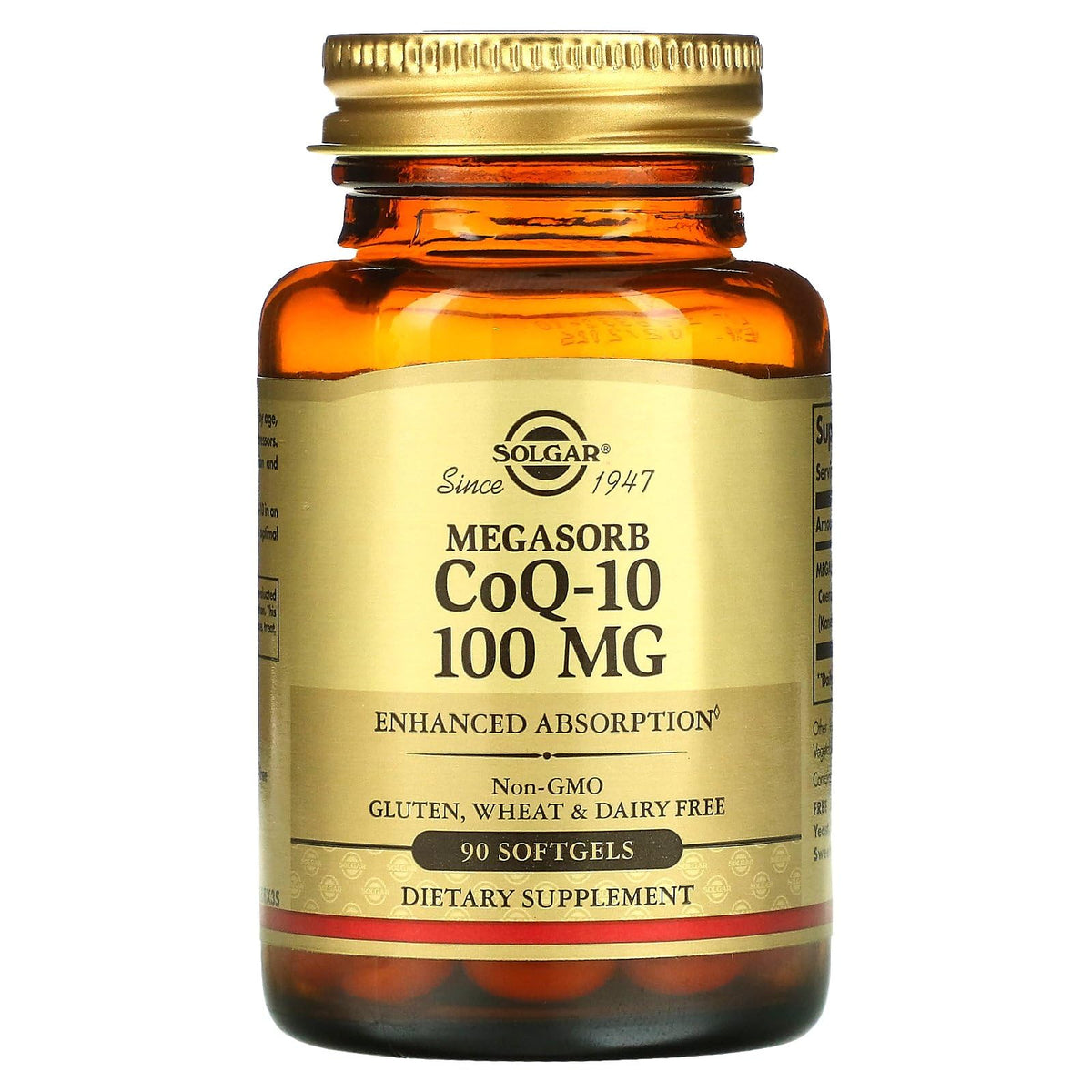 Solgar Megasorb CoQ-10 100 mg, 90 Softgels - Supports Healthy Aging - Coenzyme Q10 Supplement - Enhanced Absorption - Non-GMO, Gluten Free, Dairy Free - 90 Servings